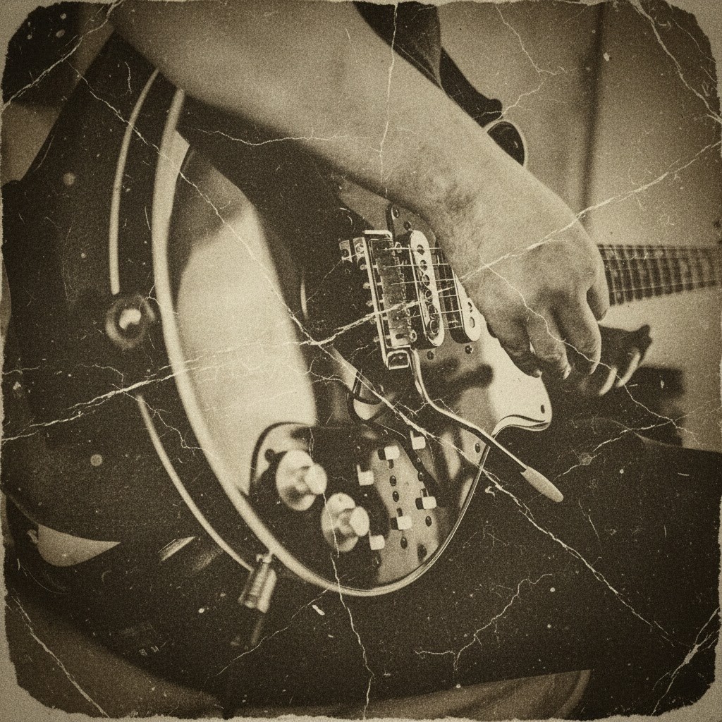 Grainy high-contrast black and white portrait