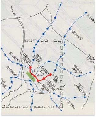 Old hand drawn map of DC